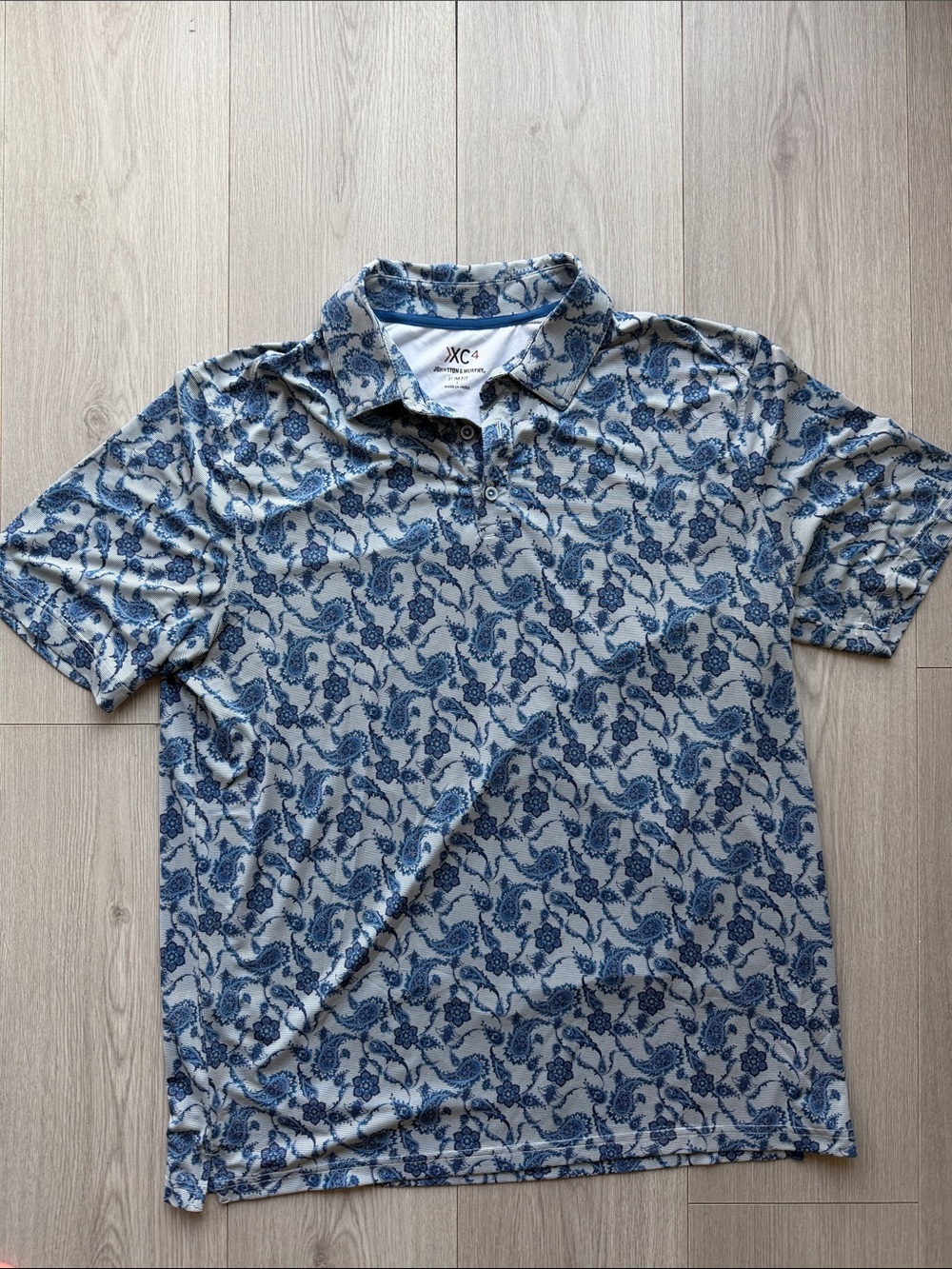 Johnston & Murphy Blue Floral Print Polo